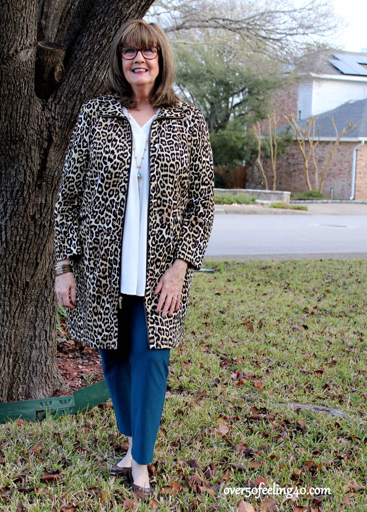 How to Style Jewel-Toned Blue Pants:  Look #1