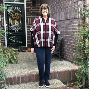 Pamela Lutrell wears fall plaid for casual Friday