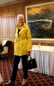 Pamela Lutrell likes the yellow rain jacket