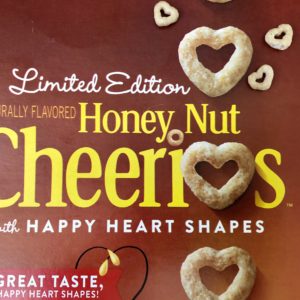 Pamela Lutrell with heart shaped cereal