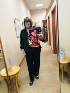 Pamela Lutrell at Dillards in IC Collection jacket