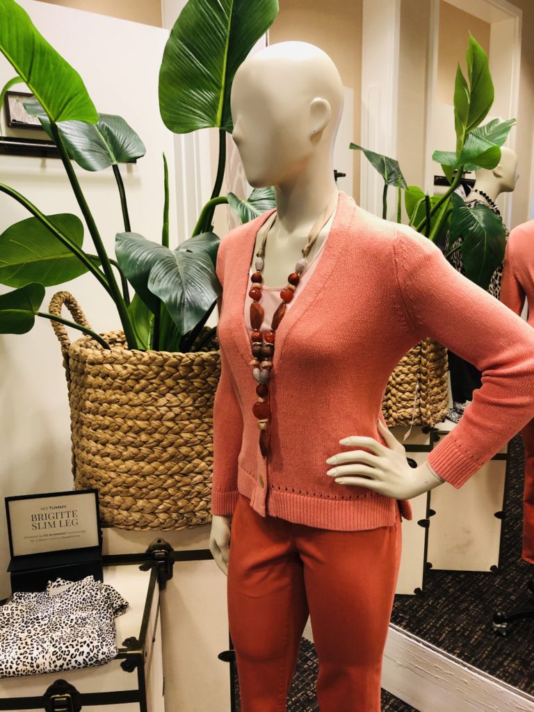 Pamela Lutrell with Chico's mannequins on over 50 feeling 40