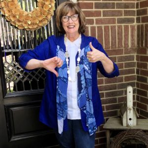 Pamela Lutrell wears the color of the year for 2020 for work from home style