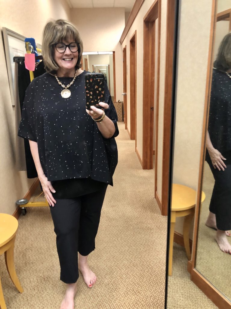Navy Blue Eileen Fisher Outfit at Dillards on Over 50 Feeling 40