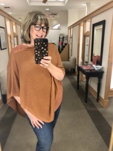 Fall 2020 Talbots Poncho with Pamela Lutrell on Over 50 Feeling 40