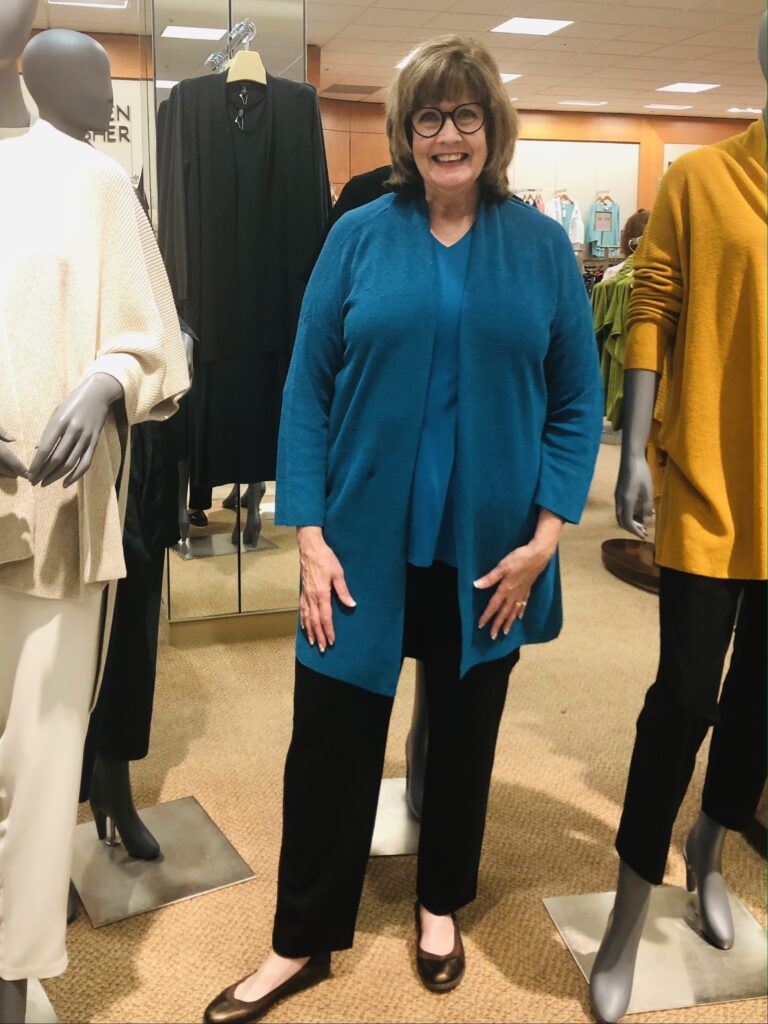 Pamela Lutrell in Eileen Fisher for Fall 2020 at Dillard's