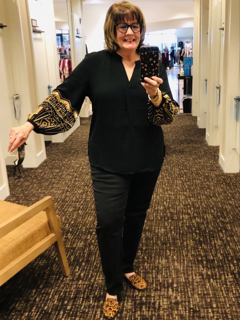 Pamela Lutrell in Chico's Statement Blouse