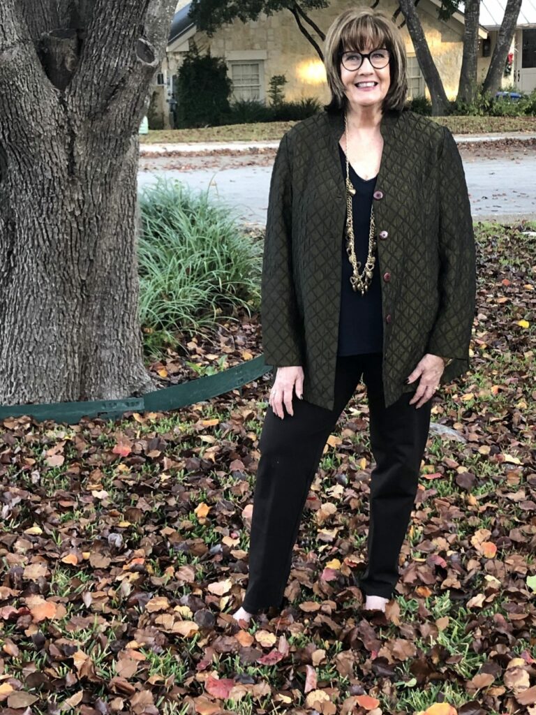 Pamela Lutrell in Goodwill SA find for fall clothing