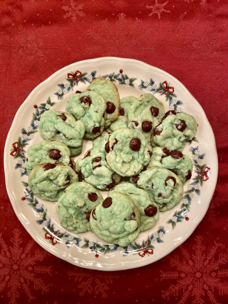 Mint Chocolate Chip Cookies for Christmas