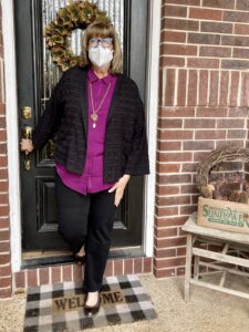 Confident dress in a mask outside of home every day